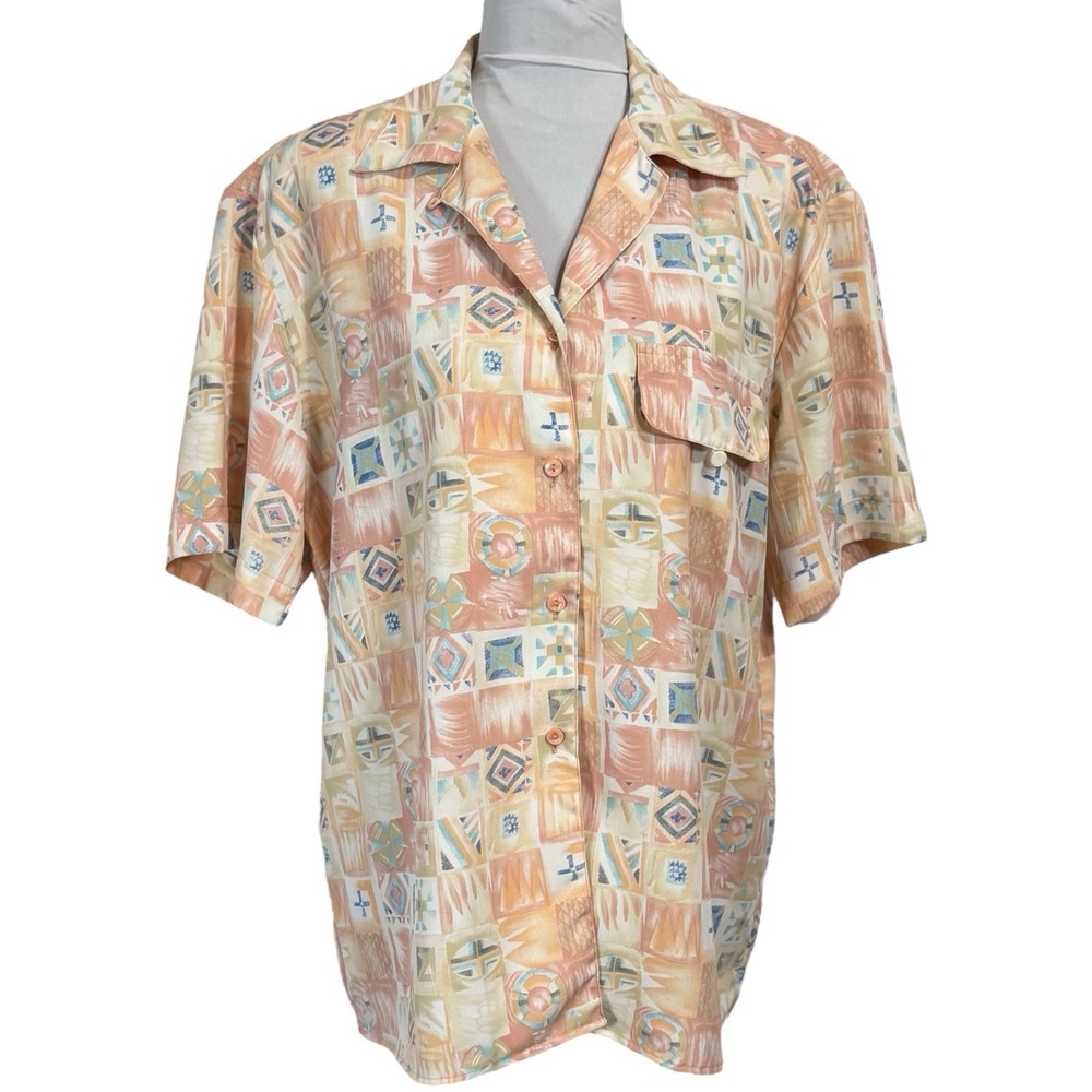 Vintage 90s Relaxed Button Down‎ Shirt Size M Pastel Southwestern Boho